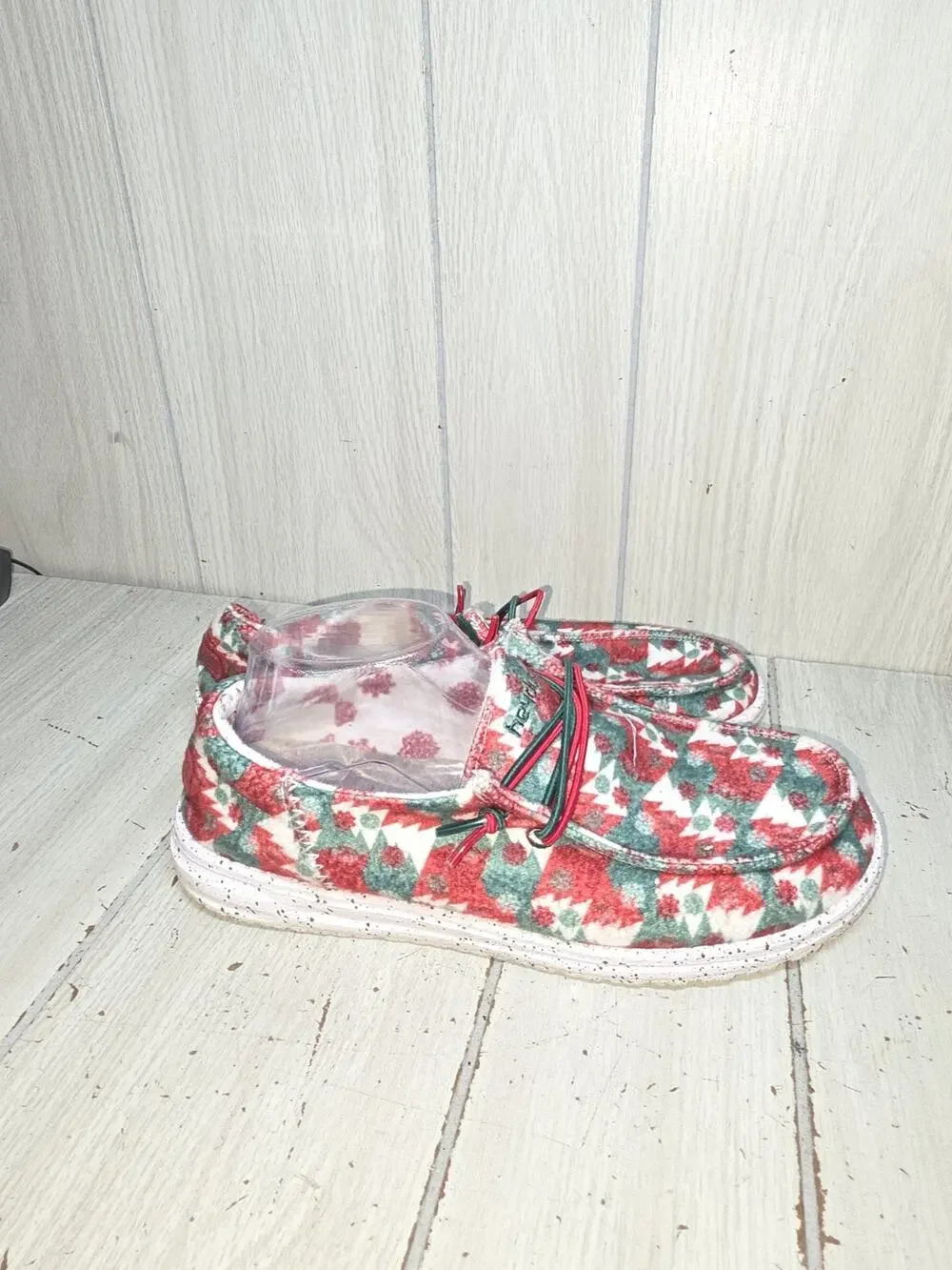 Hey Dude Wendy Funk Winter Wonderland Shoes Christmas Tree Sz 9 Comfort Slip Ons